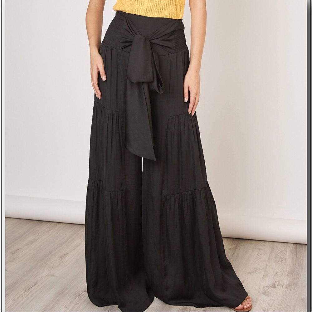 Sale TIERED WIDE LEG PANTS with a SASHED WAIST - Picture 4 of 7